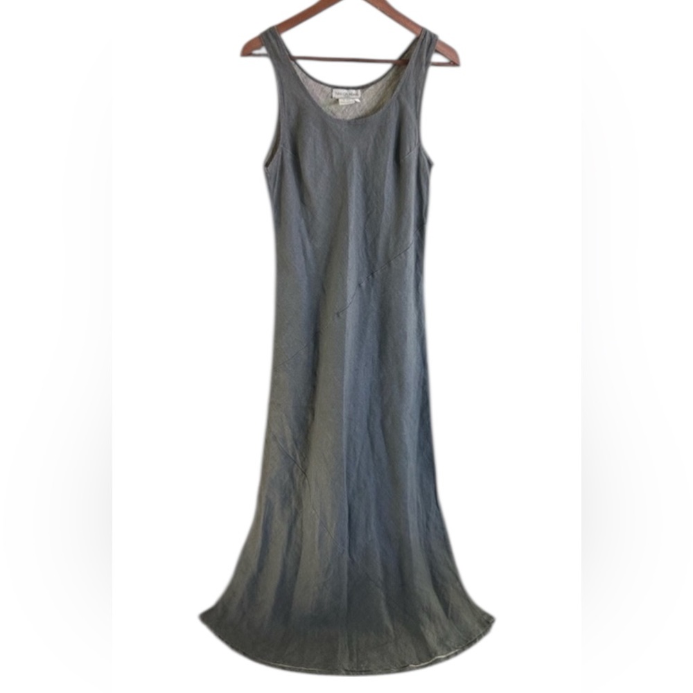 Ivan Grundahl Linen Dress Womens M Gray Lagenlook Maxi Sleeveless Avant Garde
